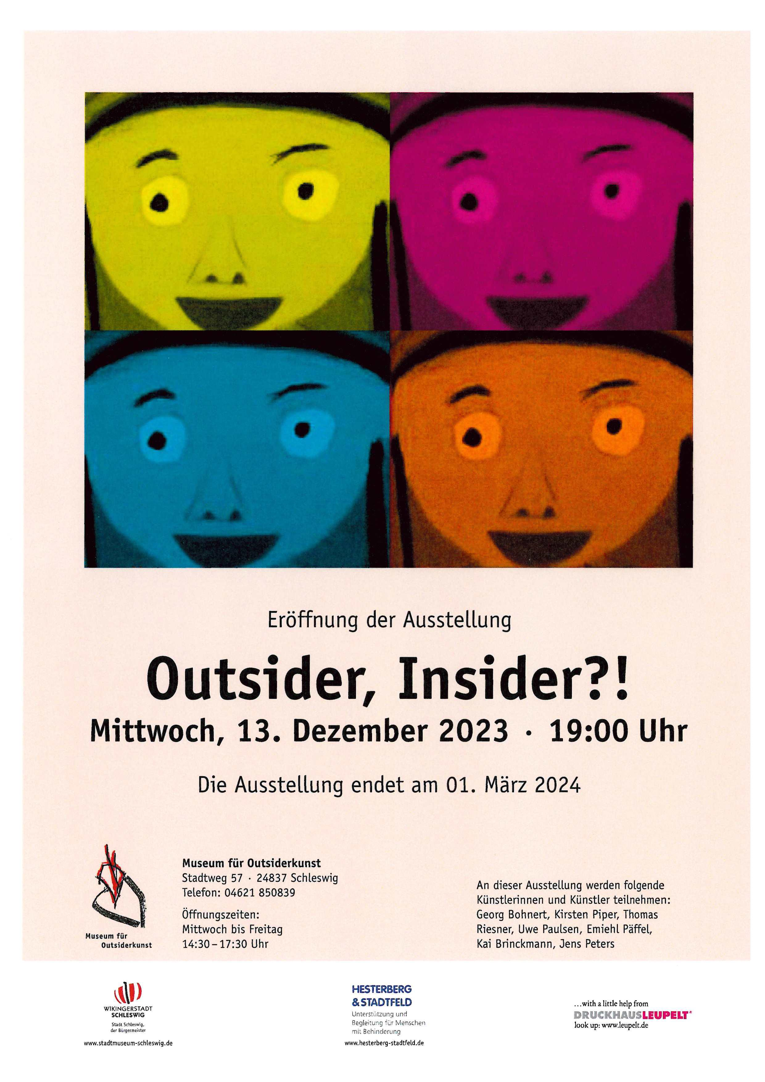 Outsider, Insider?! – Vernissage am 13. Dezember in Schleswig